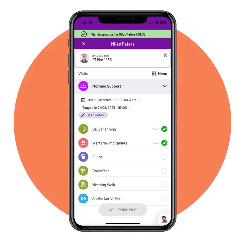 everyLIFE PASS Care Planner Software: task list