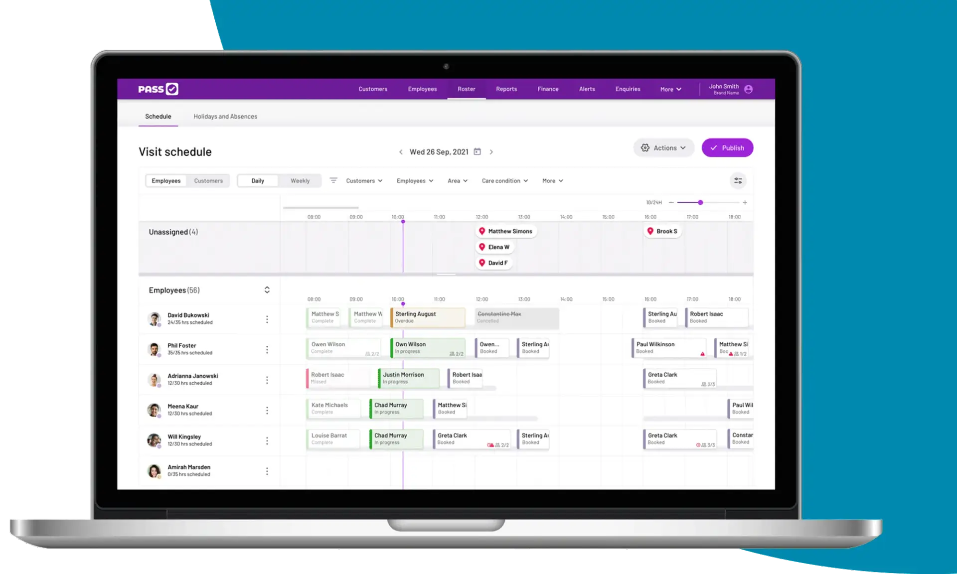 everyLIFE PASS Care Management Software: care scheduling