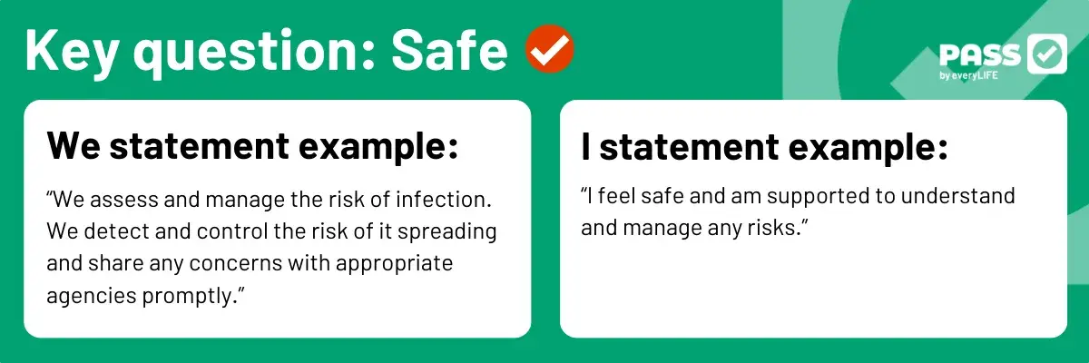 CQC Key Question: Safe | I and We quality statement example