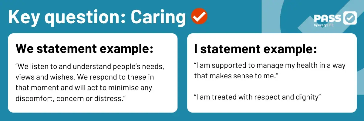 CQC Key Question: Caring | I and We quality statement example