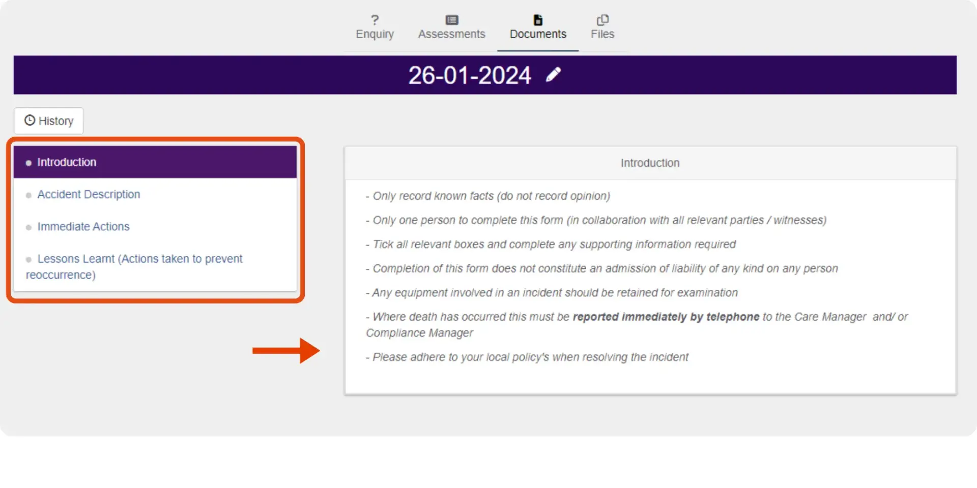 PASS everyLIFE Technologies Incident Reporting Software screen 4