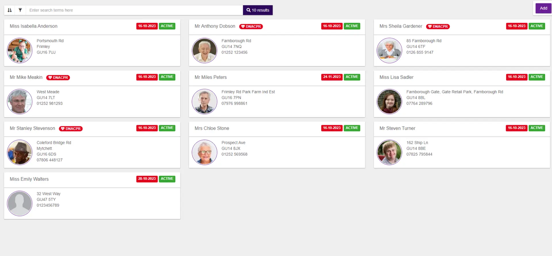 Digital social care records - screenshot of PASS customer dashboard